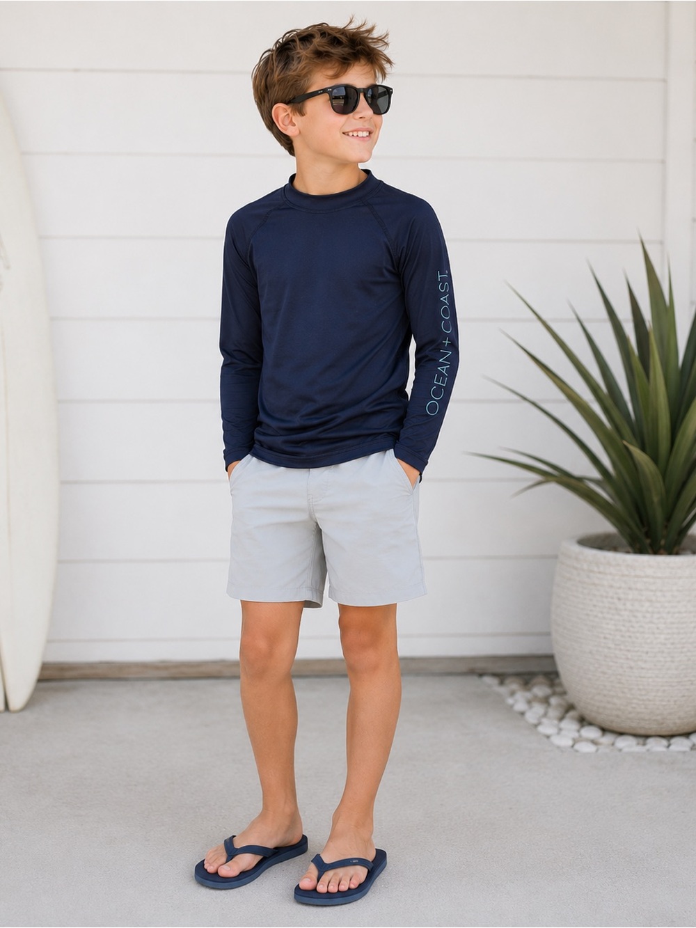 Ocean + Coast Navy Long Sleeve Tee